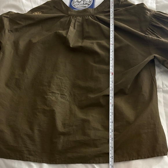 Vince Camuto Olive Blouse with Gold Accents - Picture 4 of 5